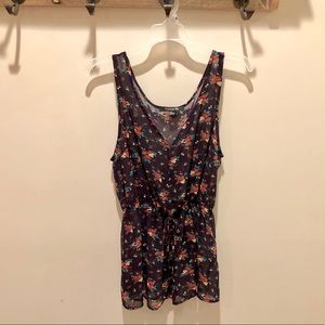Forever21 Flowy Boho Sheer Floral Top in Plum